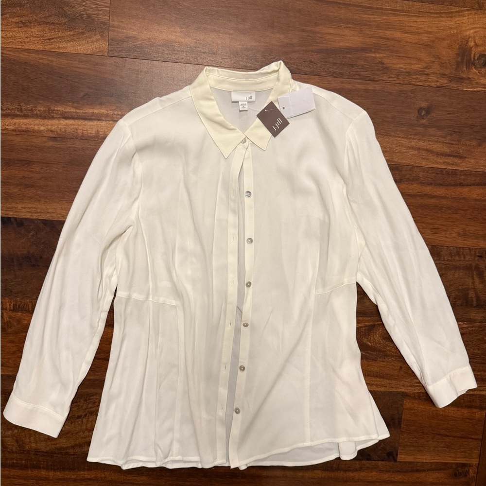 NWT J. Jill Cream Button-Up Blouse XL Petite